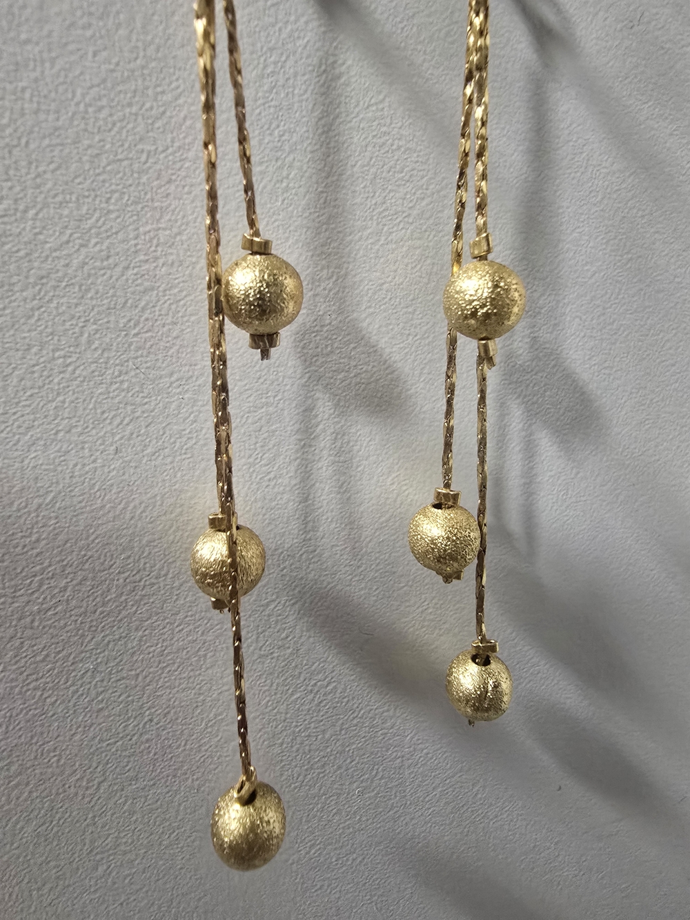 Gold Drop Bead Dangle Earrings - Unbranded